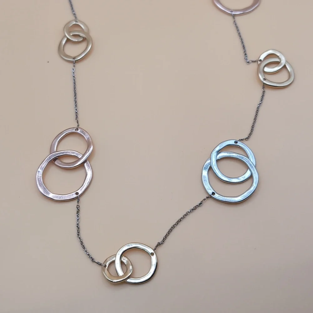 J. Jill Long Tri-Color Mixed Metal Link Necklace NWT